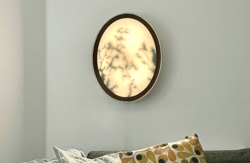 a photograph of a circular wall light