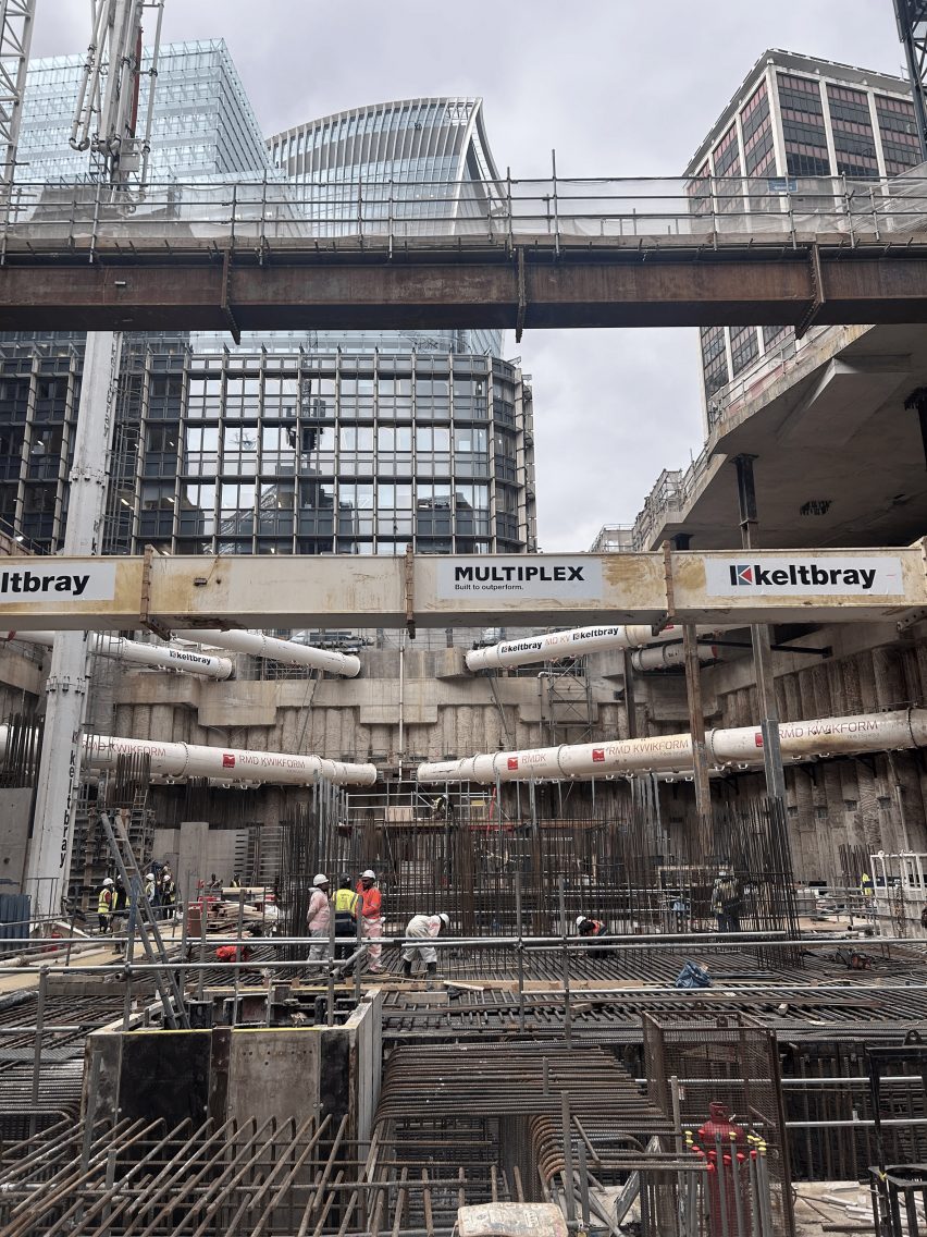 Excavation for 50 Fenchurch Street around medieval London church tower