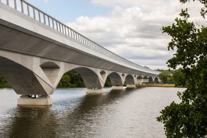 Close-up view of UK's longest railway bridge