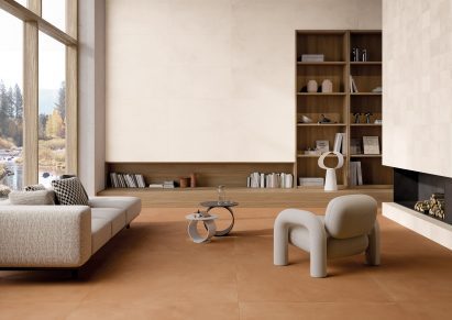 Terracotta-hued tiles