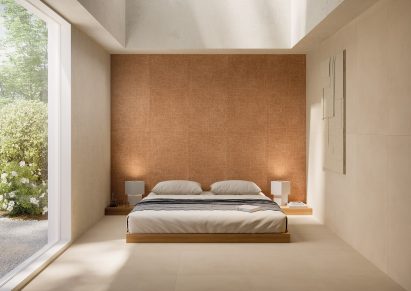 Bedroom with patterned tiles