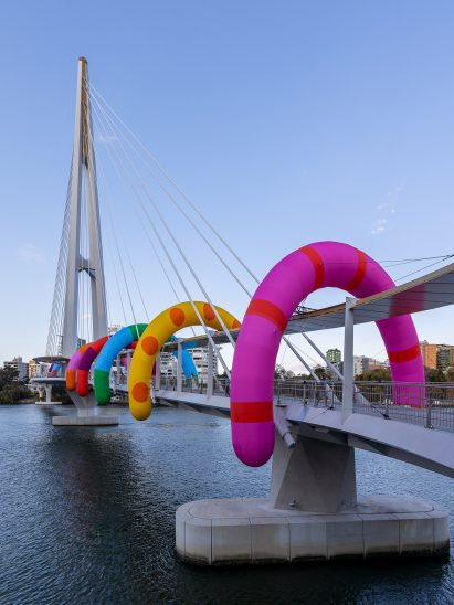 Inflatable installation at Kangaroo Point Bridge