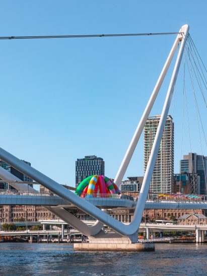 Inflatable installation at Neville Bonner Bridge by Craig & Karl