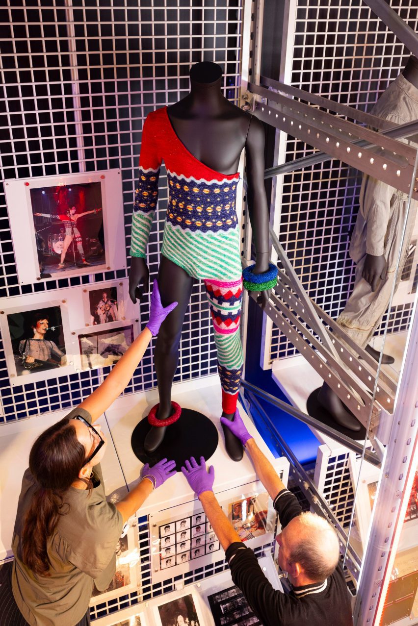 Ziggy Stardust costume at the David Bowie Centre in the V&A East Storehouse