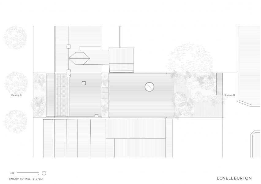 Site plan of a cottage extension in Australia by Lovell Burton