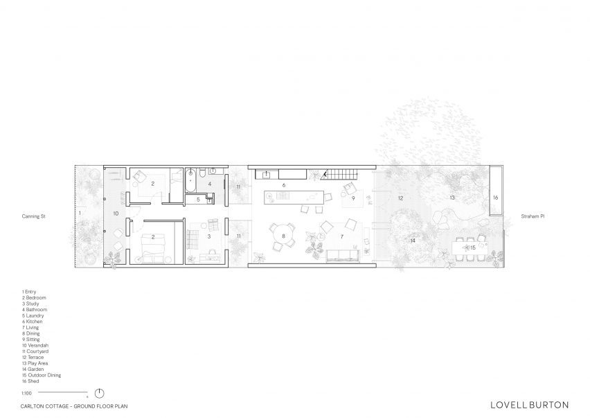 Ground floor plan of a cottage extension in Australia by Lovell Burton