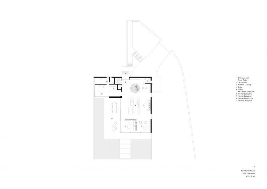 First floor plan of Barcelona House by Ström Architects