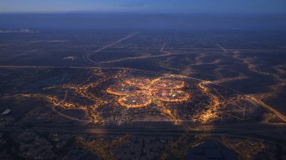 Aerial render of World Expo site in Saudi Arabia