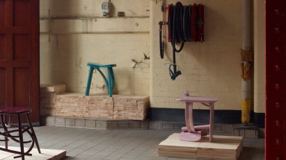 Andu Masebo stools from Max Radford Gallery x Ercol's Grain Pile exhibition at London Design Festival 2025