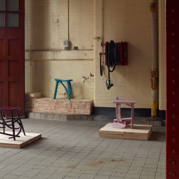 Andu Masebo stools from Max Radford Gallery x Ercol's Grain Pile exhibition at London Design Festival 2025