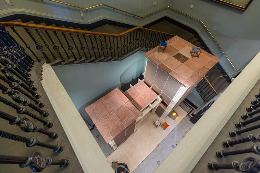 View of cob house from above