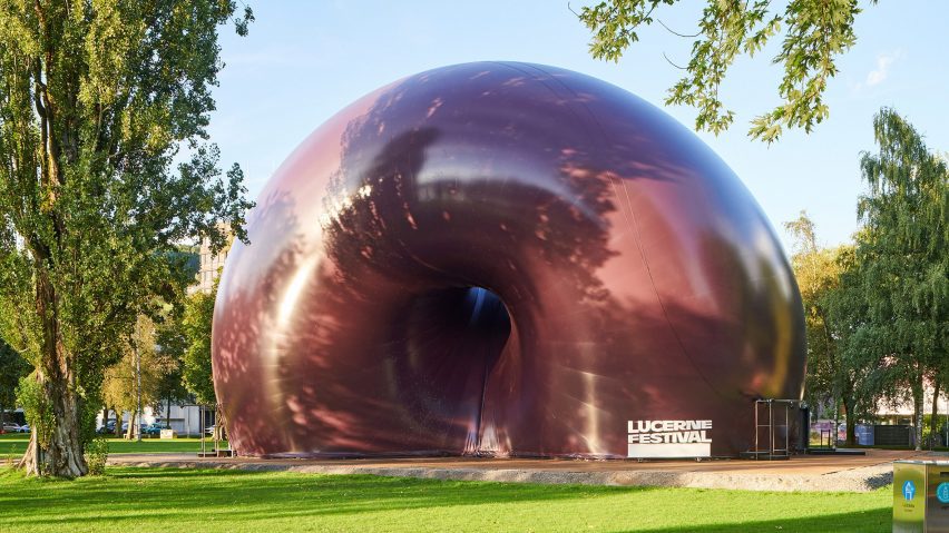 Ark Nova inflatable concert hall in Lucerne by Anish Kapoor and Arata Isozaki