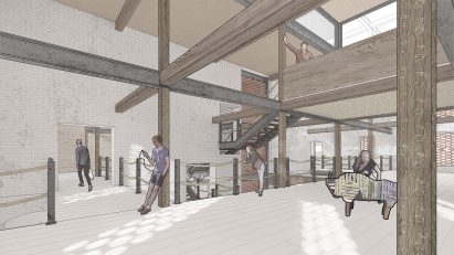 Render of Raymond Lapiejko's reimagined interiors of the Hoosac Stores warehouse