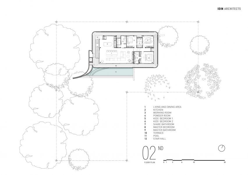 Plan of W House II by IDIN Architects