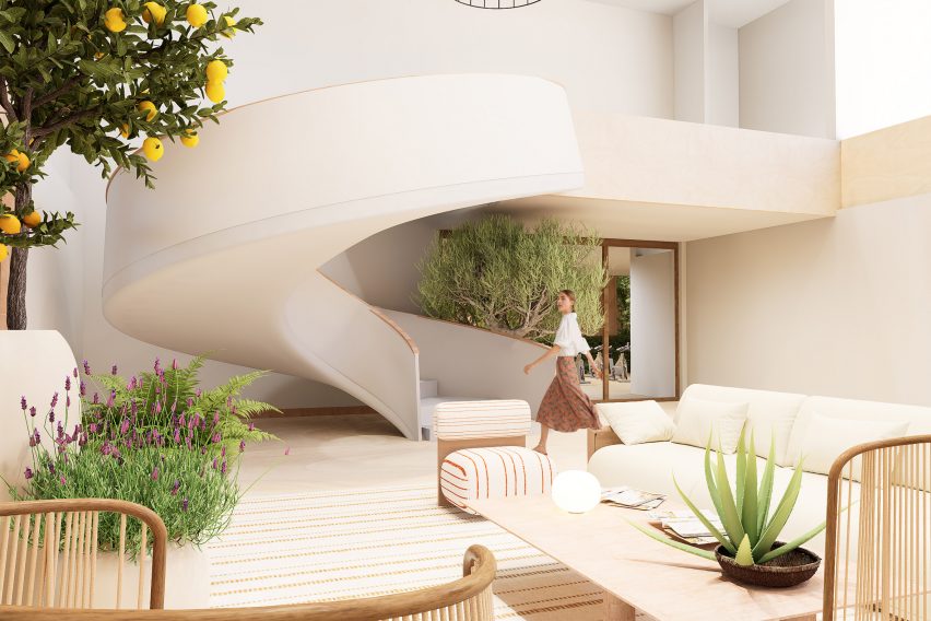 a visualisation of a building in tones of white
