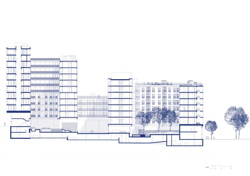 Section of La Comunidad Habitacional in Barcelona by Cierto Estudio
