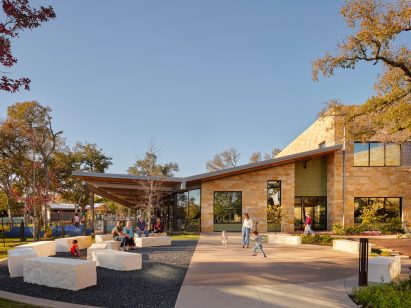 Lake Flato Texas Library with porch-theme