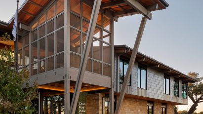 Lake Flato Texas Library with porch-theme
