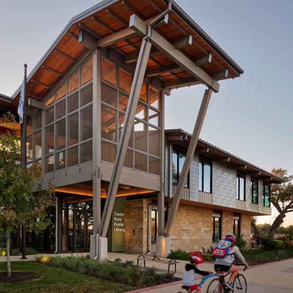 Lake Flato Texas Library with porch-theme