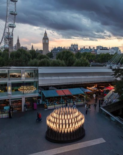 Light installation on South Bank in London