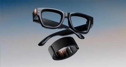 Image of the Meta Ray-Ban Display glasses and wristband in close-up