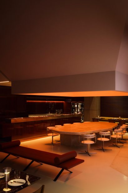 Volcano-shaped ceiling light feature