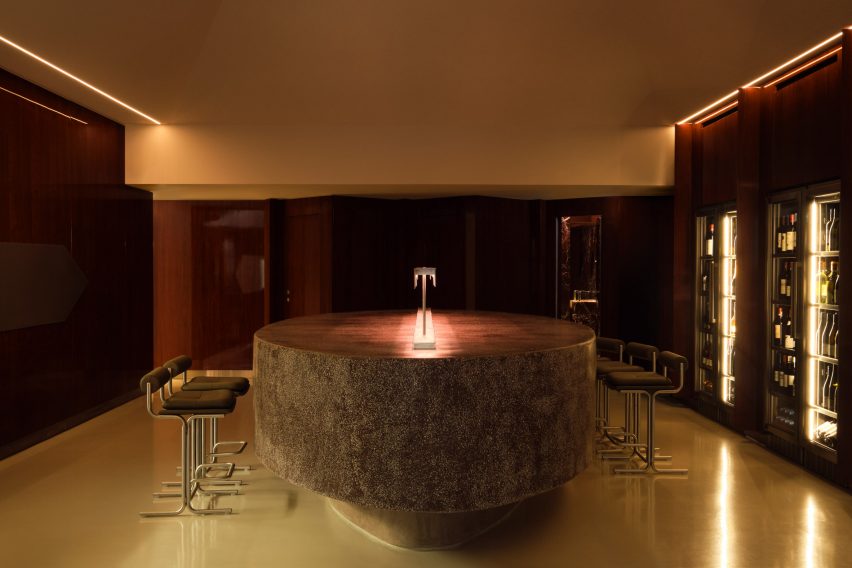 Round shared terrazzo cocktail table