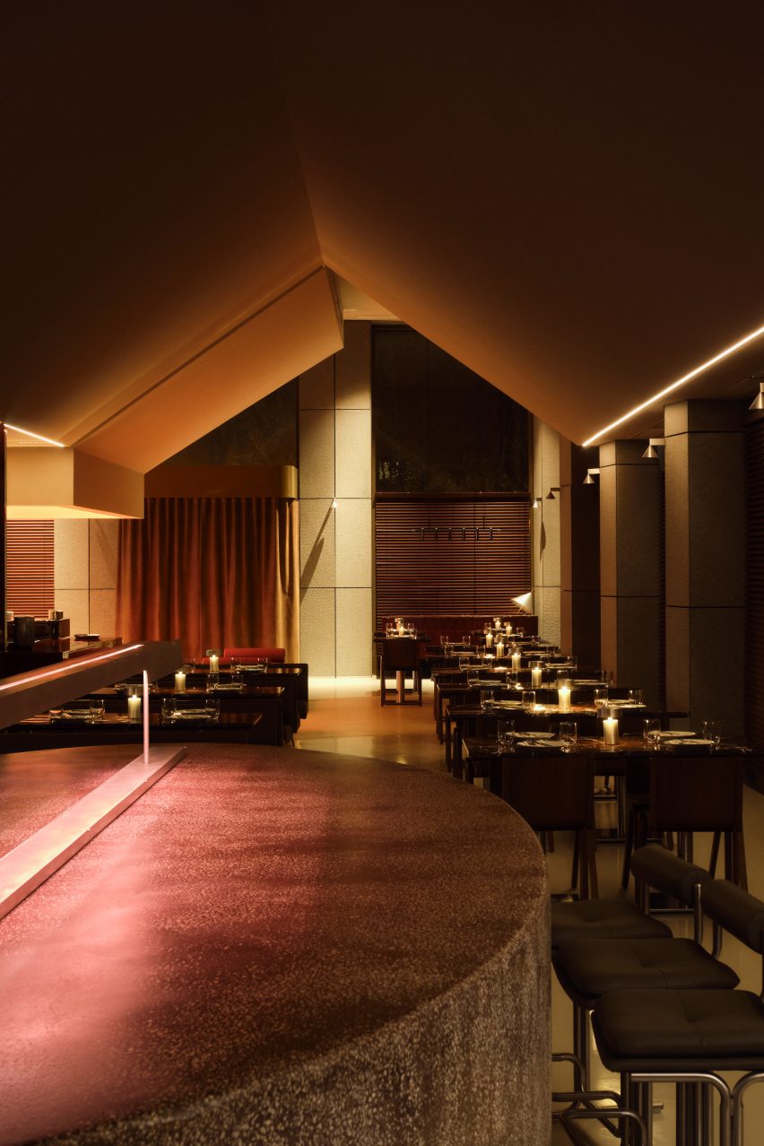 Sloped roof with LED lighting