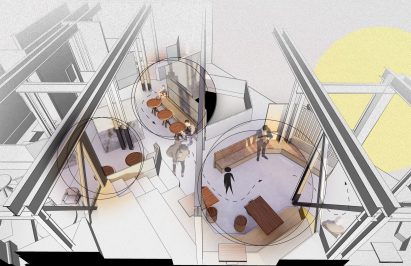 an image showing a design for a cafe
