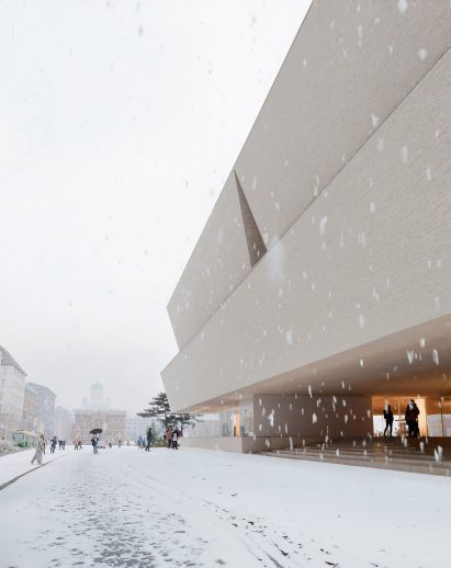 Render of Museum of Architecture and Design Helsinki by JKMM Architects