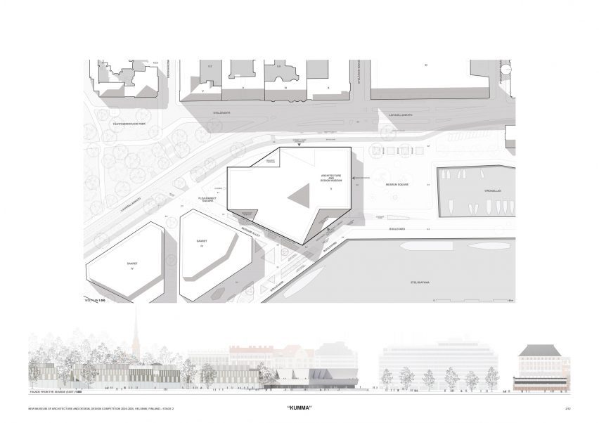 Site plan of the Museum of Architecture and Design Helsinki by JKMM Architects