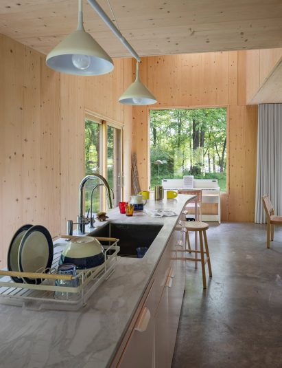 Kitchen of CLT House in Hudson Valley by nArchitects