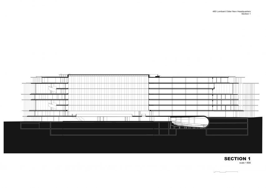 Section of One Roof by Herzog & de Meuron