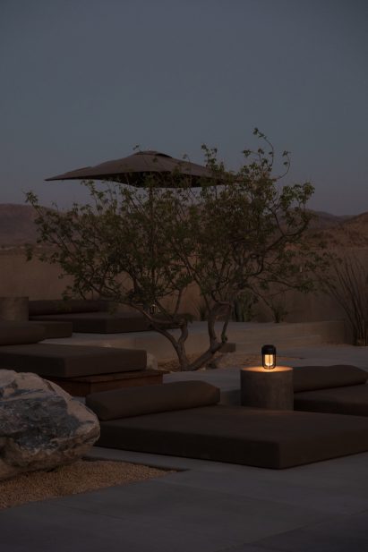 Outdoors loungers at night