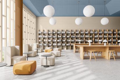 Rhythm of Blues Dulux Colour of the Year 2026 in a library