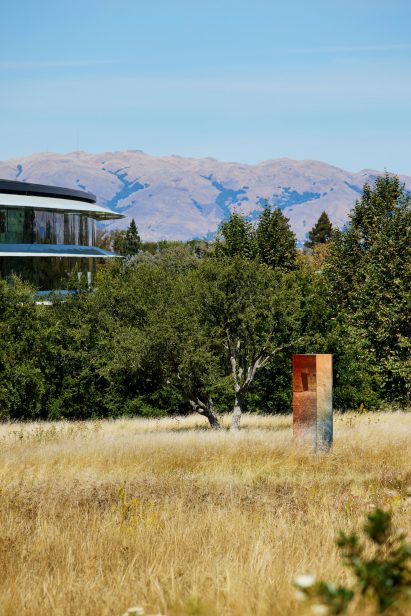 Dutch designer Sabine Marcelis has created a trio of mirrored and resin installations at Apple Park in California, all informed by the latest iPhones.