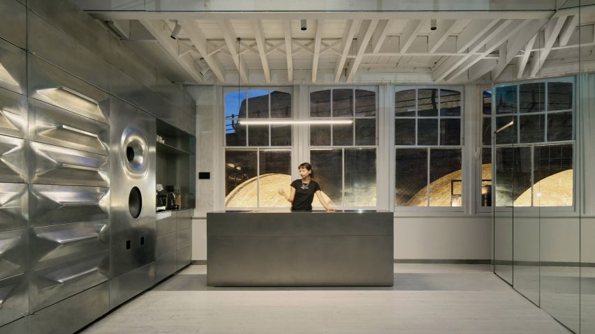 Hair salon with metal walls