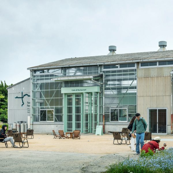 People outside Teshima Factory in Japan