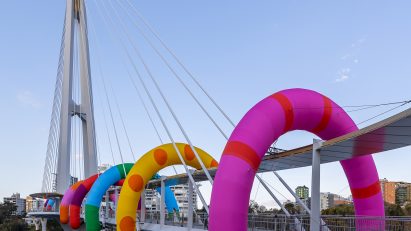 Inflatable bridge installation by Craig & Karl at Brisbane Festival 2025