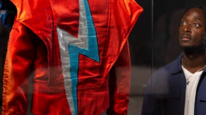 Aladdin Sane jacket at the David Bowie Centre in the V&A East Storehouse