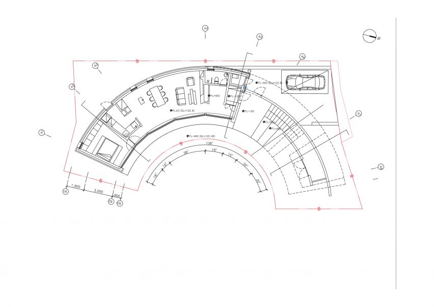 Plan of Pojeon House by Sukchulmok and BRBB Architects