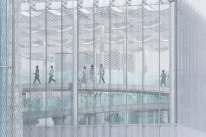 Facade of Taichung Green Museumbrary in Taiwan by SANAA