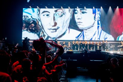 The London Arab Orchestra at Together for Palestine, with set design by Malak Mattar