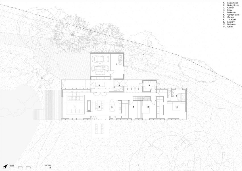 Ground floor plan of Twisted House by Andy Martin Architects