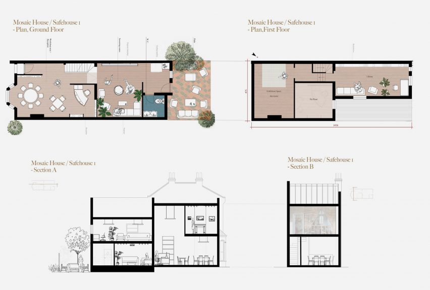 an image showing floor plans of a building with labels