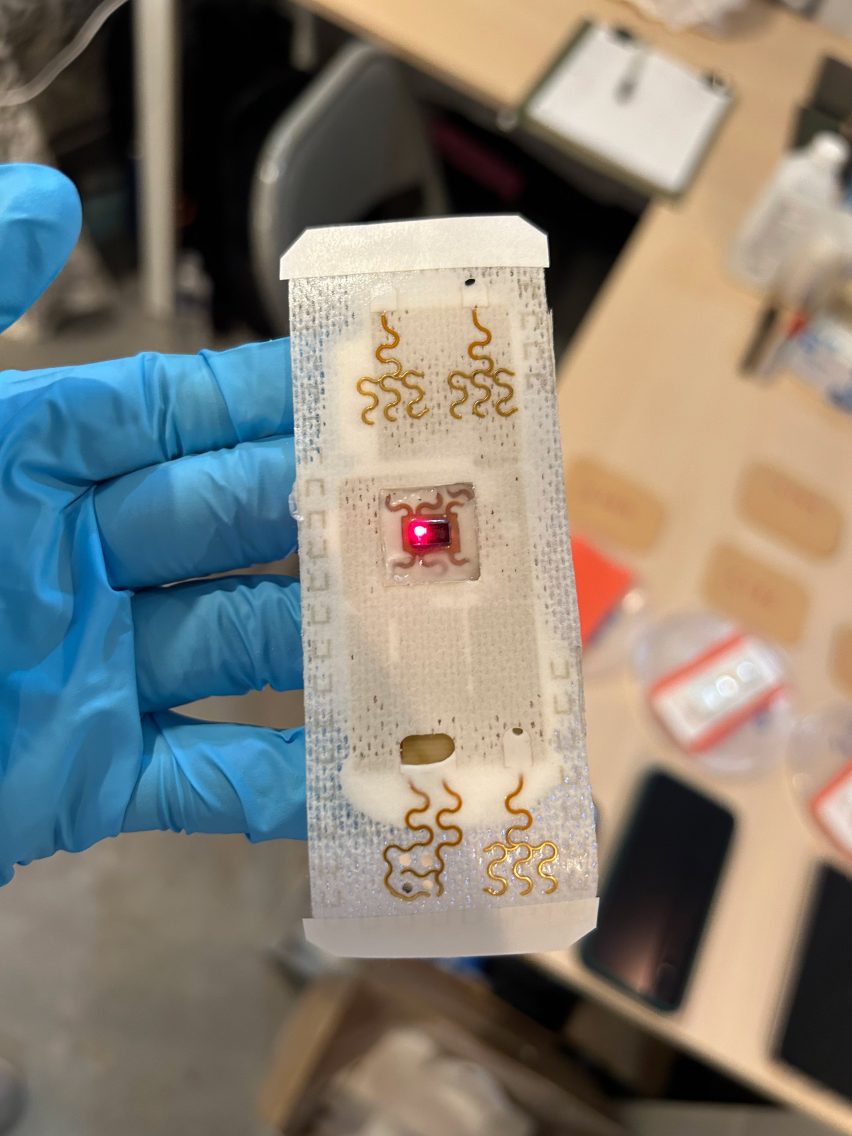 The wearable biopatch monitors vital signs such as heart rate and tempreature