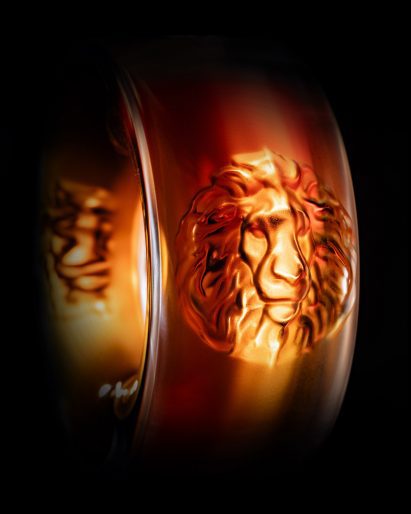 Lion head on bottle