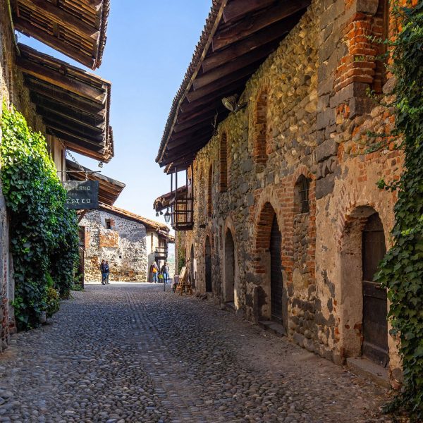 Close up of buildings in a historic Italian village