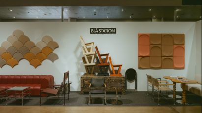 Bla Station's showroom featuring materials displayed across the walls