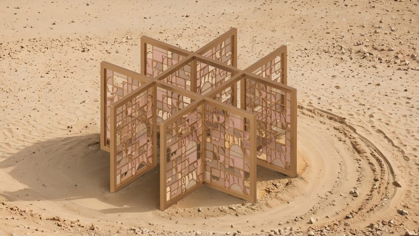 Graphic of an installation in the desert